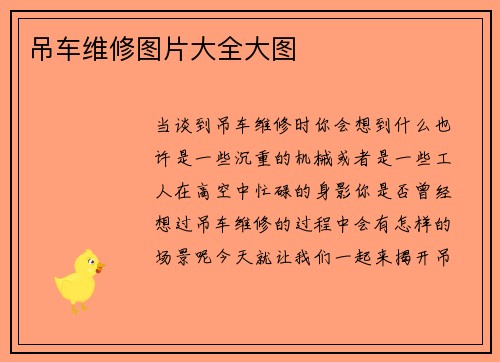 吊车维修图片大全大图